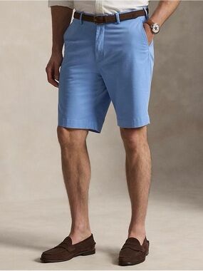 Polo by Ralph Lauren Light Blue Flat-Front Chino Shorts in Bristol Blue.Size 33